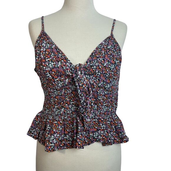 Patrons of Peace Tops - Patrons Of Peace Floral Ruffled Strappy Crop Top Smocked Size Large